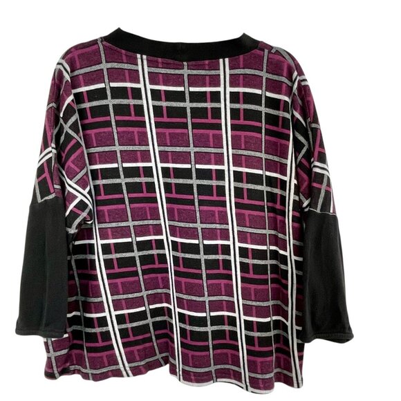 Parsley & Sage Y2K Boxy Twee Windowpane Plaid Cotton Pullover Sweater Size XL - Picture 4 of 12